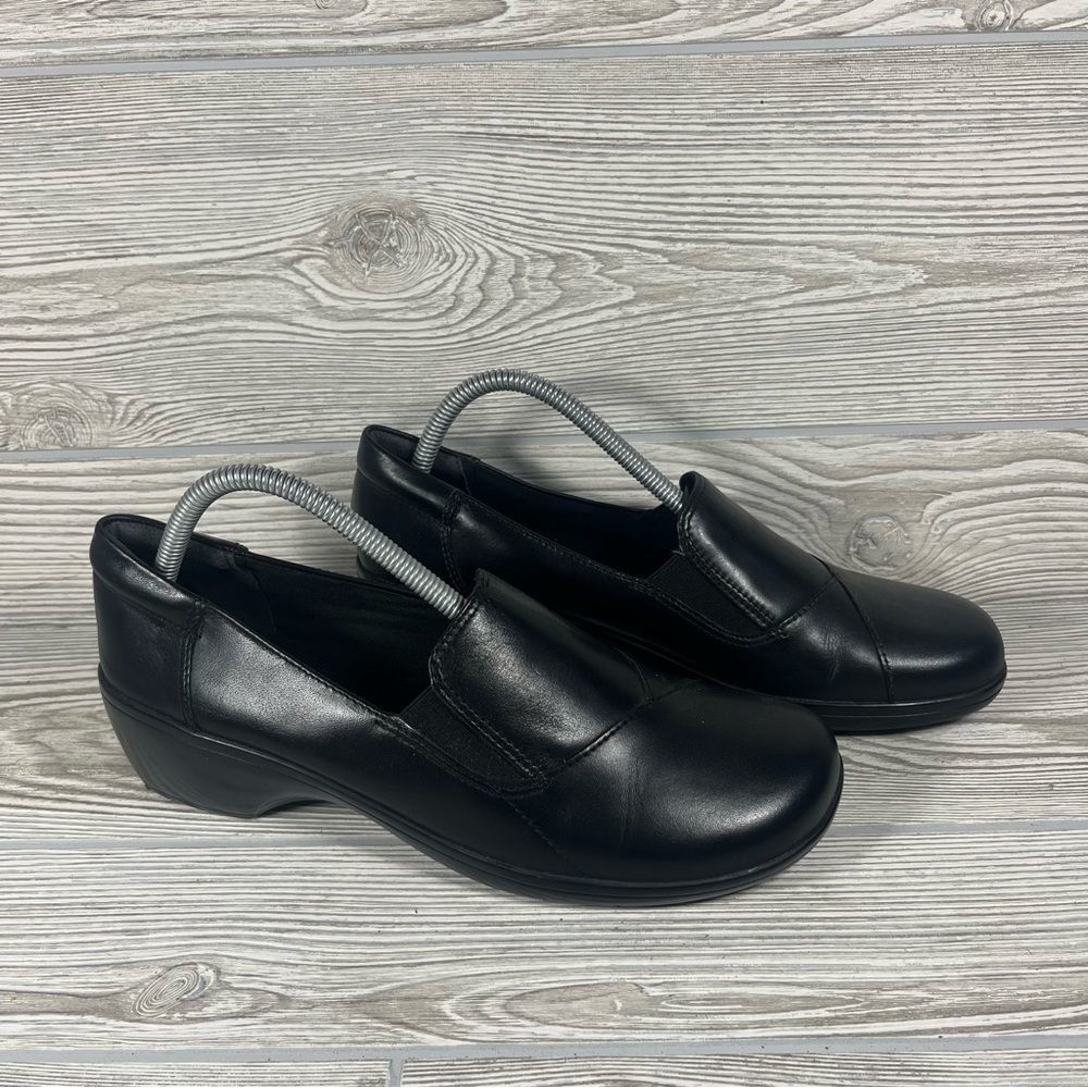 Clarks Collections Black Leather Low Heel Wedge Slip On Shoe - Women’s 10
